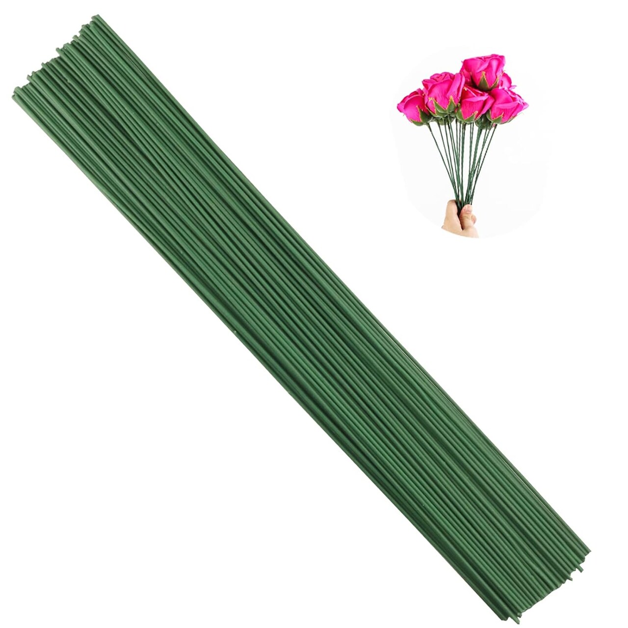50-Pack Dark Green Paper-Wrapped Floral Stem Wire, 16in Craft